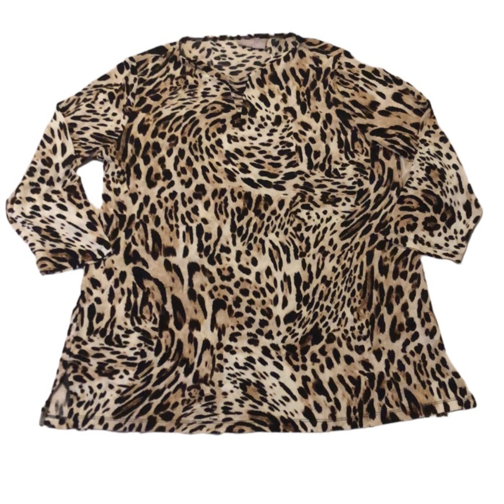 Chico’s Travelers Animal Print Top Women’s Size 2 (12/14)